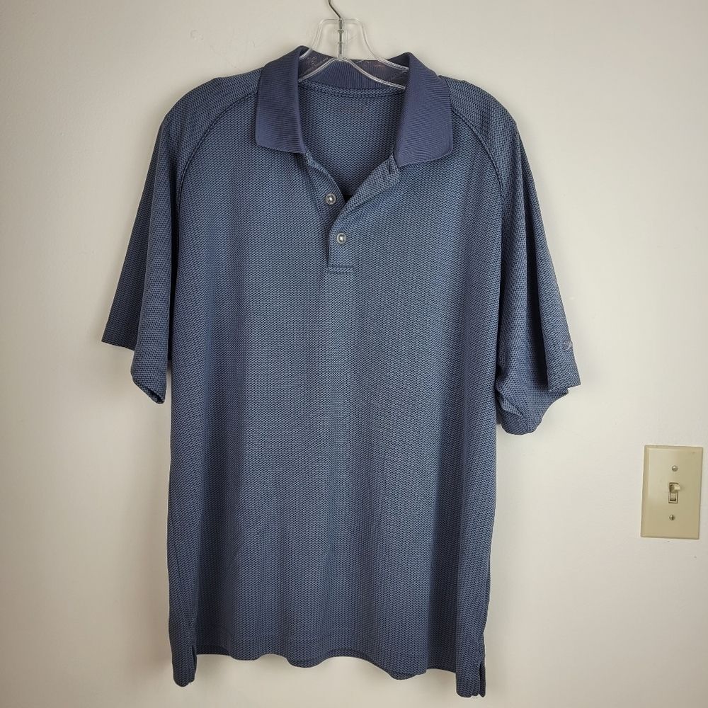 Slazenger Men's Blue Gray Golf Polo Shirt Breathable Fabric Sporty Athleisure L